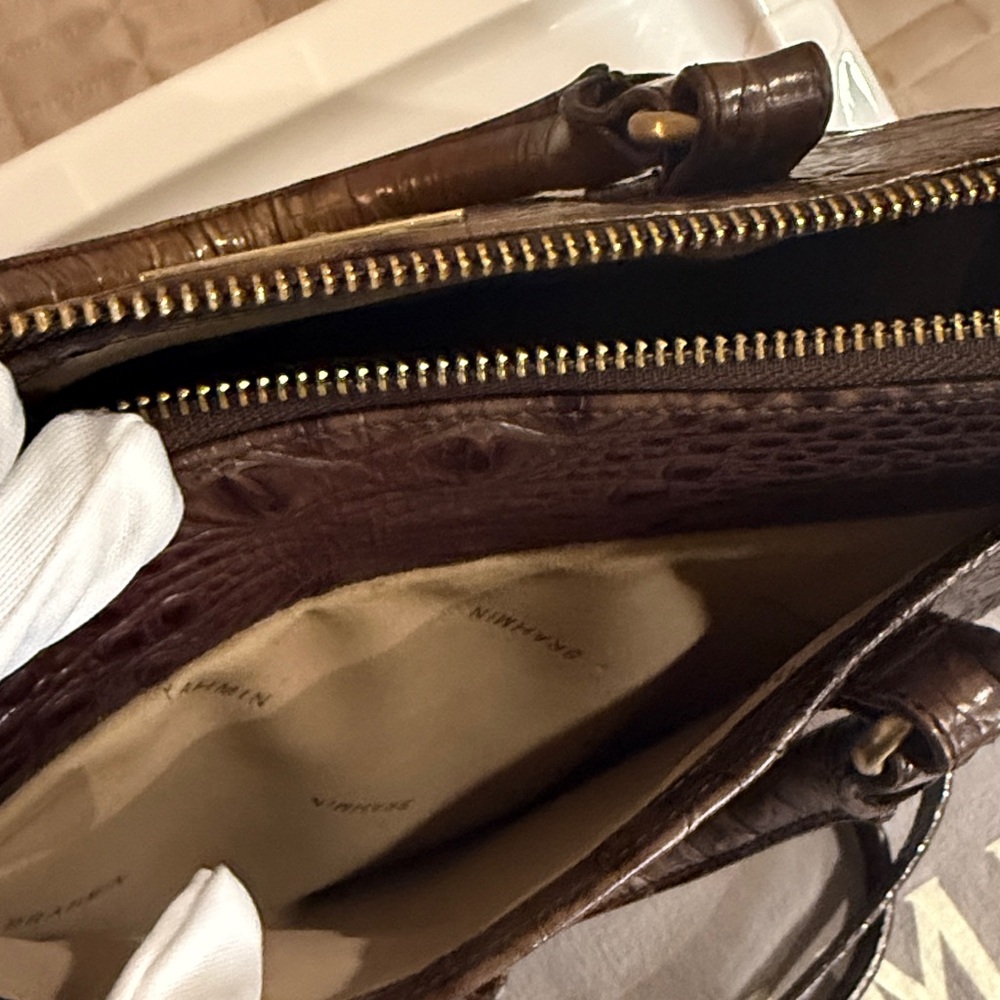 Brahmin Espresso Crocodile Embossed Handbag - Picture 7 of 17